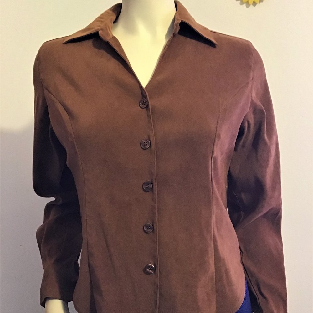 Harve Benard Women Suede Blouse Size Petite Small